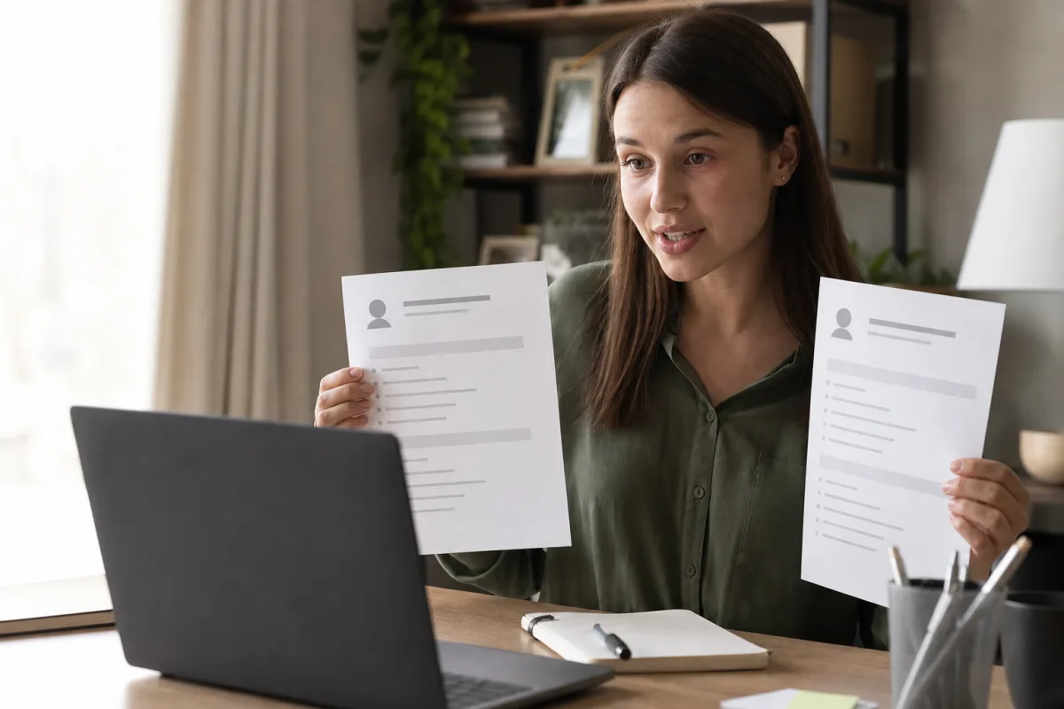 A remote employee clarifying changing responsibilities during a video call