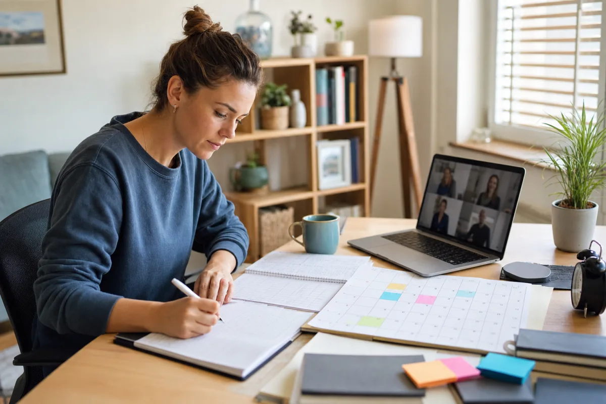 A new remote employee planning the first month of work at home